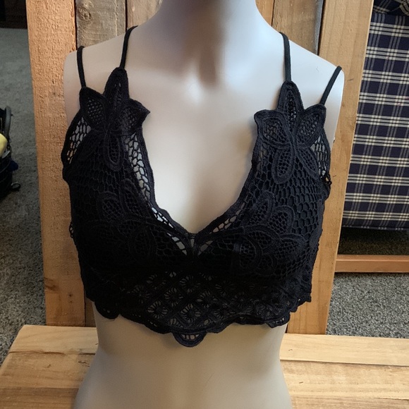 Black Crochet Bralette Elastic Back NWT by La Miel - Picture 6 of 7